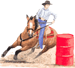 épreuve de barrel race en équitation western